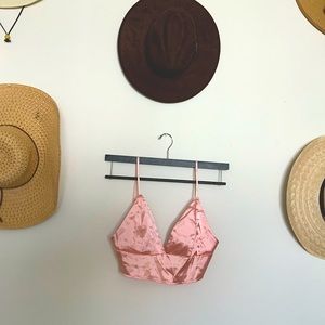 SILK STYLE TRIANGLE BABY PINK CROP TOP SHIRT